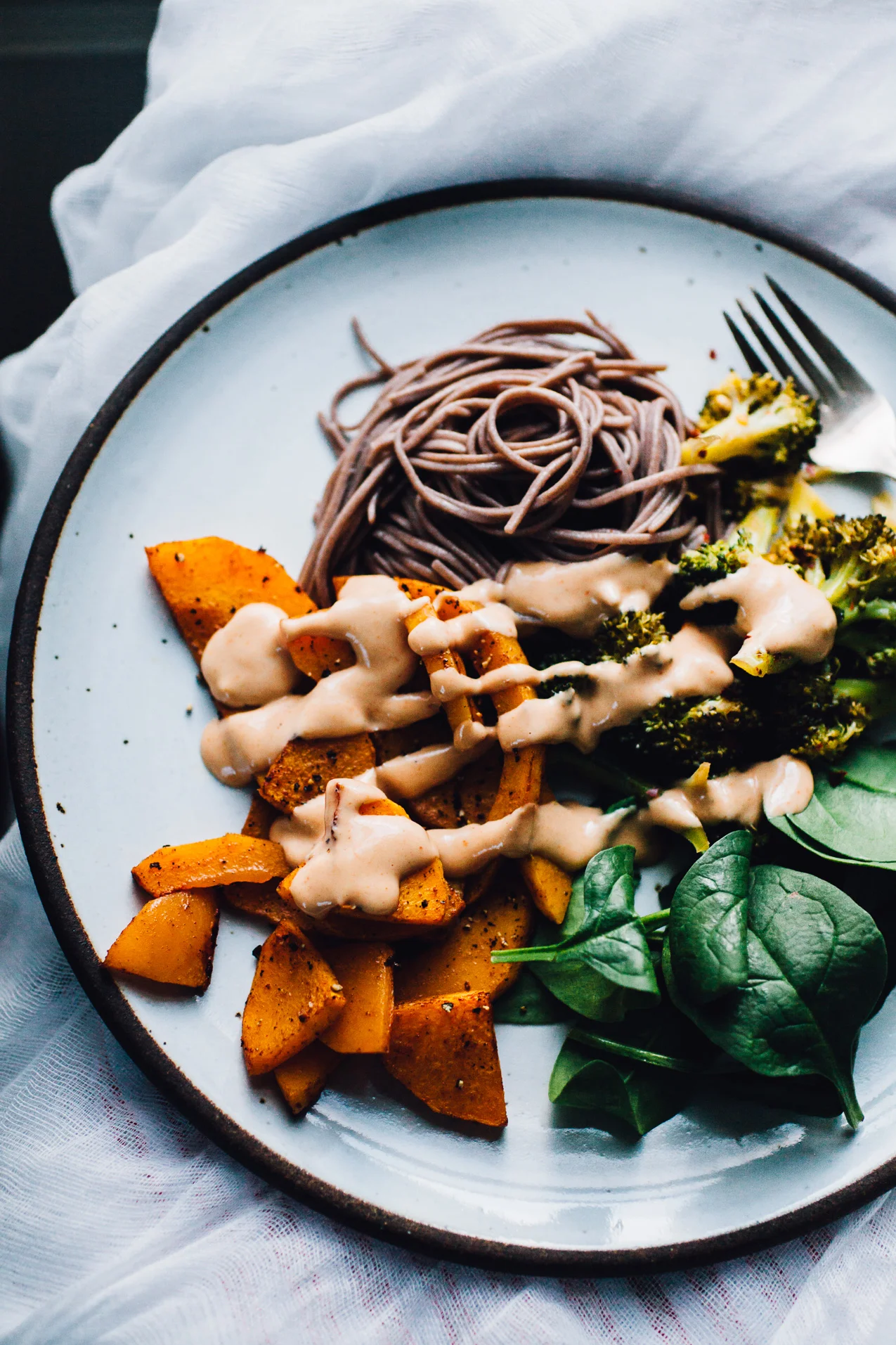 Winter Wonder Buckwheat Soba Noodles with Bangarang Tahini Sauce