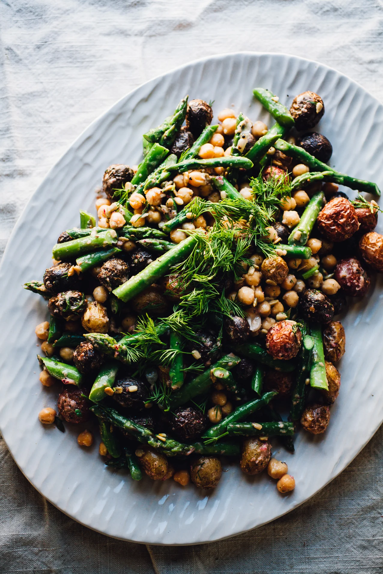 Roasted Potato and Asparagus Salad with Dill Mustard Dressing (Vegan, Gluten Free)