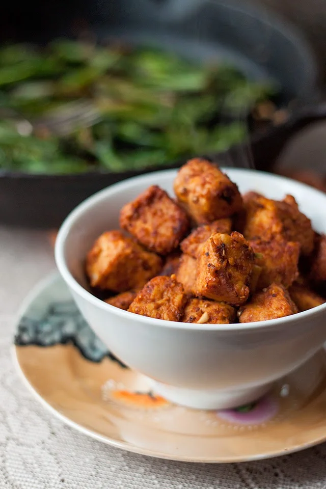 Tempeh Sausage with Garlicky Gai Lan