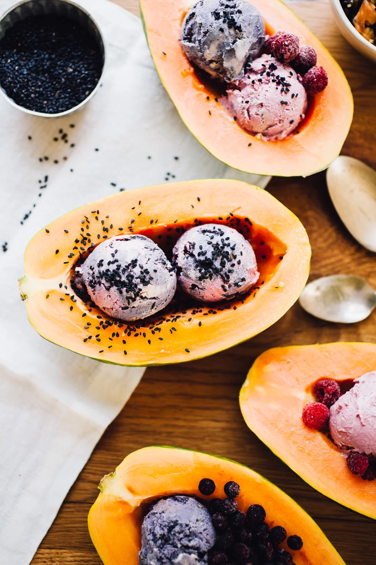 Nice Cream Papaya Boats (Vegan)