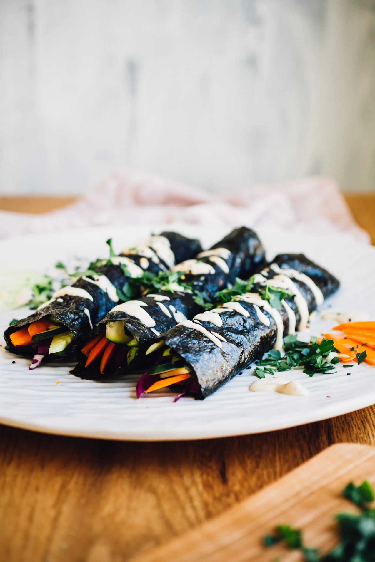Sunrise Nori Wraps with Spicy Tahini Drizzle (Vegan, Gluten Free)