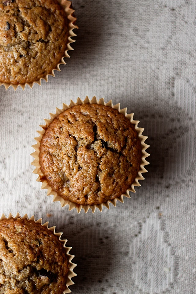 Banana Chocolate Chip Einkorn Muffins with Nibs (Dairy Free)