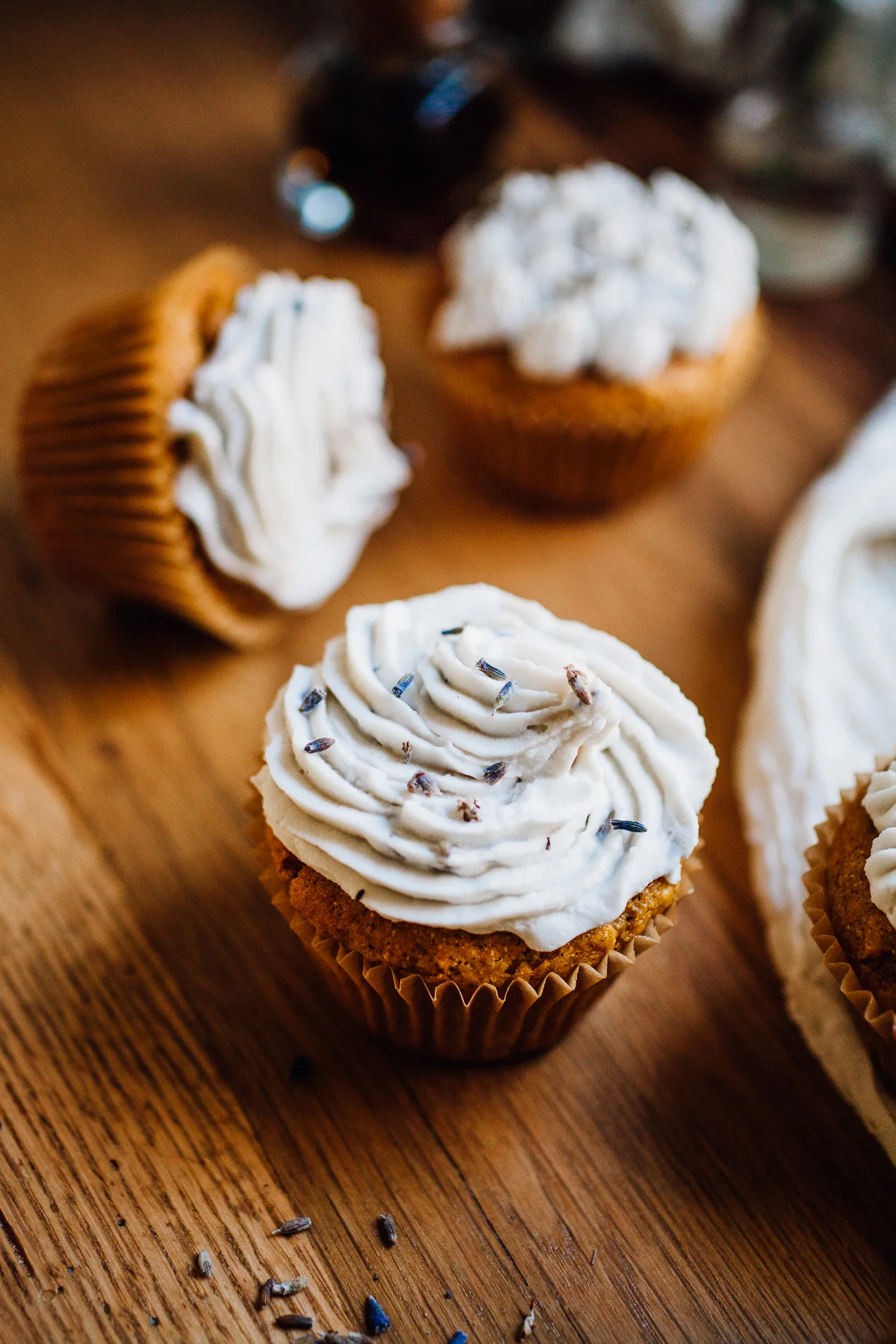 Gluten Free, Dairy Free Vanilla Bean Lavender Cupcakes from Chickpea Flour Does it All