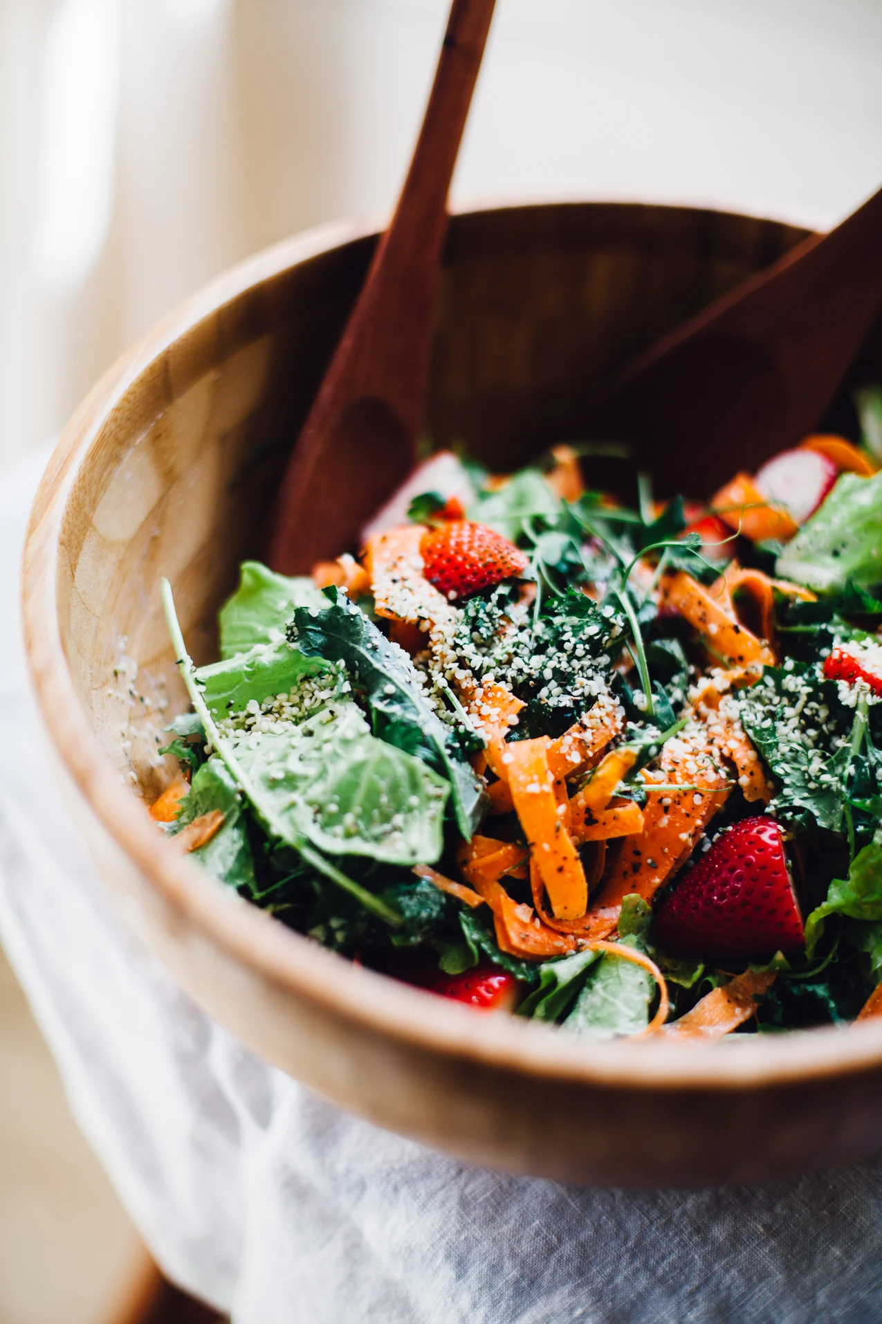Strawberry Salad with Spring Greens and Lemony Hemp Dressing