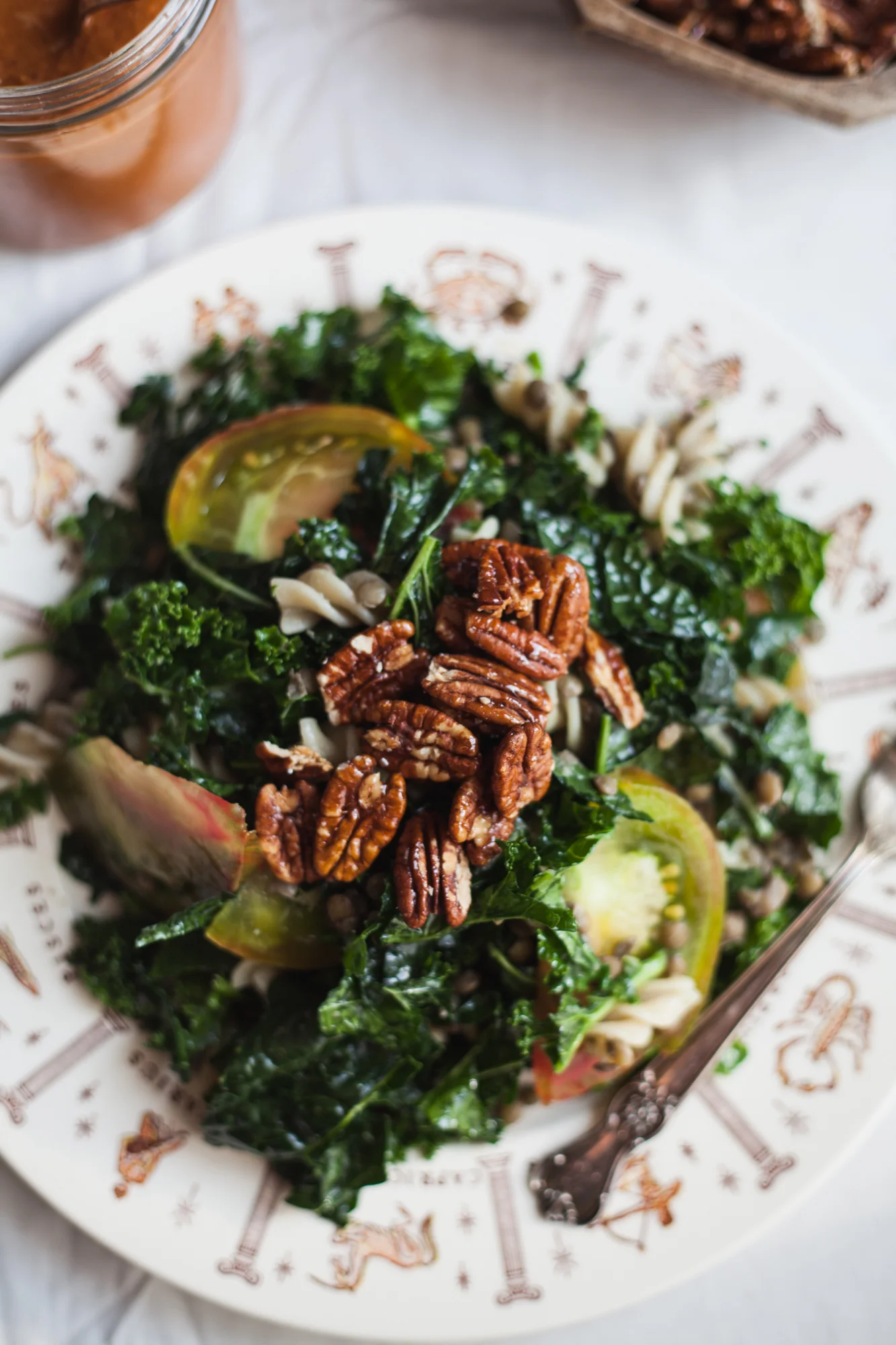 Life Changing Kale Lentil Pasta Salad with Maple Pecans (Vegan, Gluten Free)