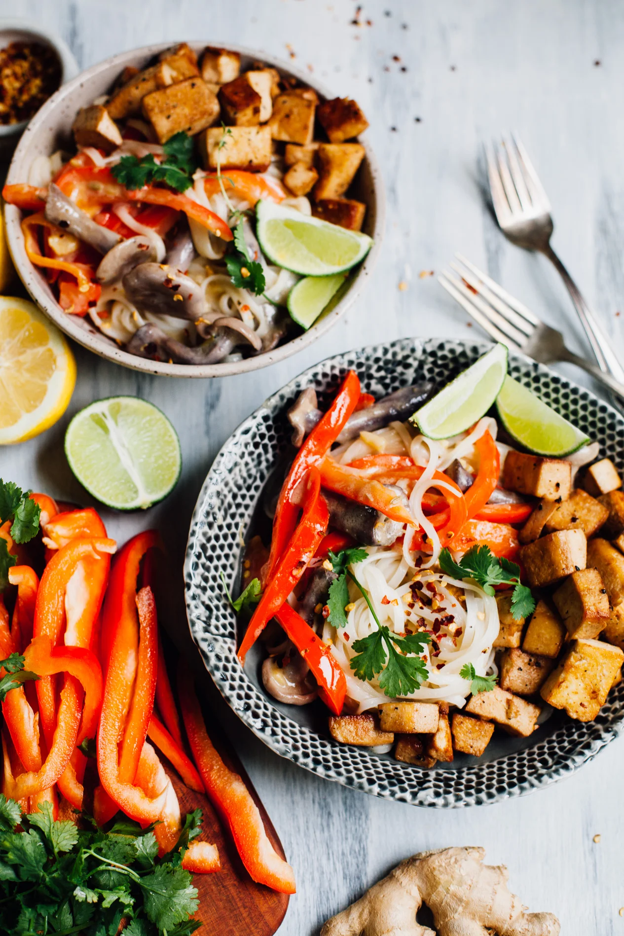 Vegan Thai-Style Coconut Lime Noodles with Tamari Fried Tofu