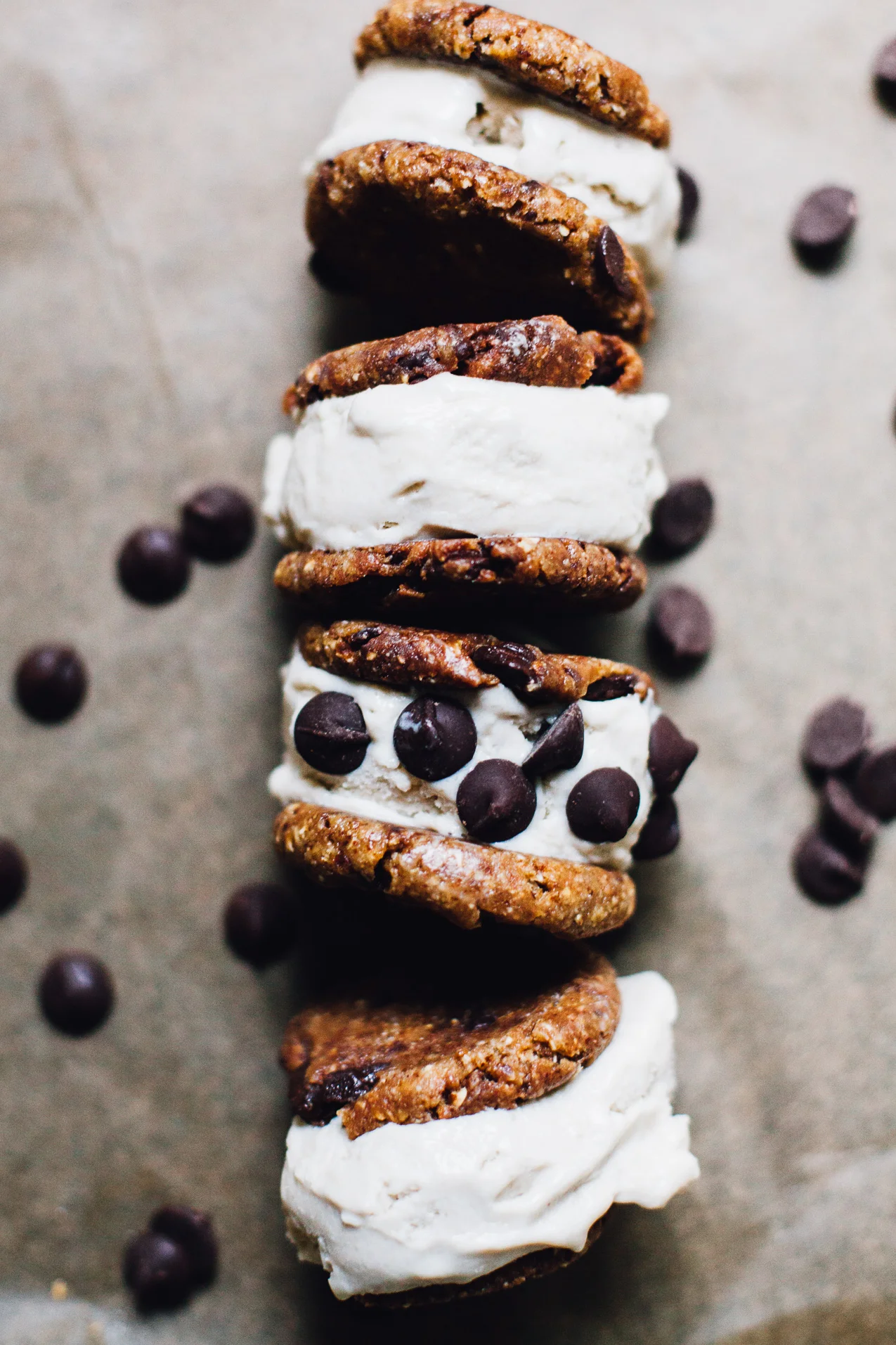 Vegan Chocolate Chip Cookie Dough Ice Cream Sandwiches (Gluten Free)