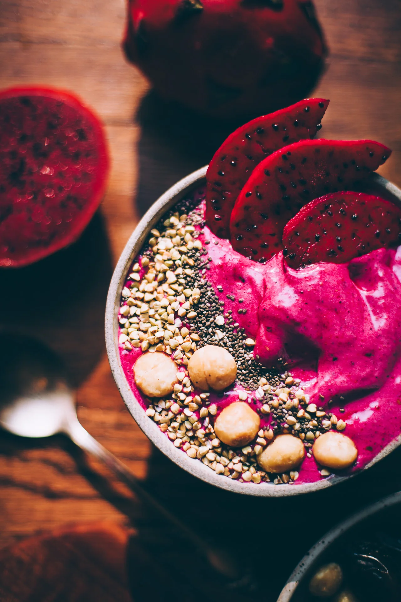 "Electric Feels" Dragon Fruit Smoothie Bowl with Cashew Butter, Banana and Raspberry | Smoothie Sundays