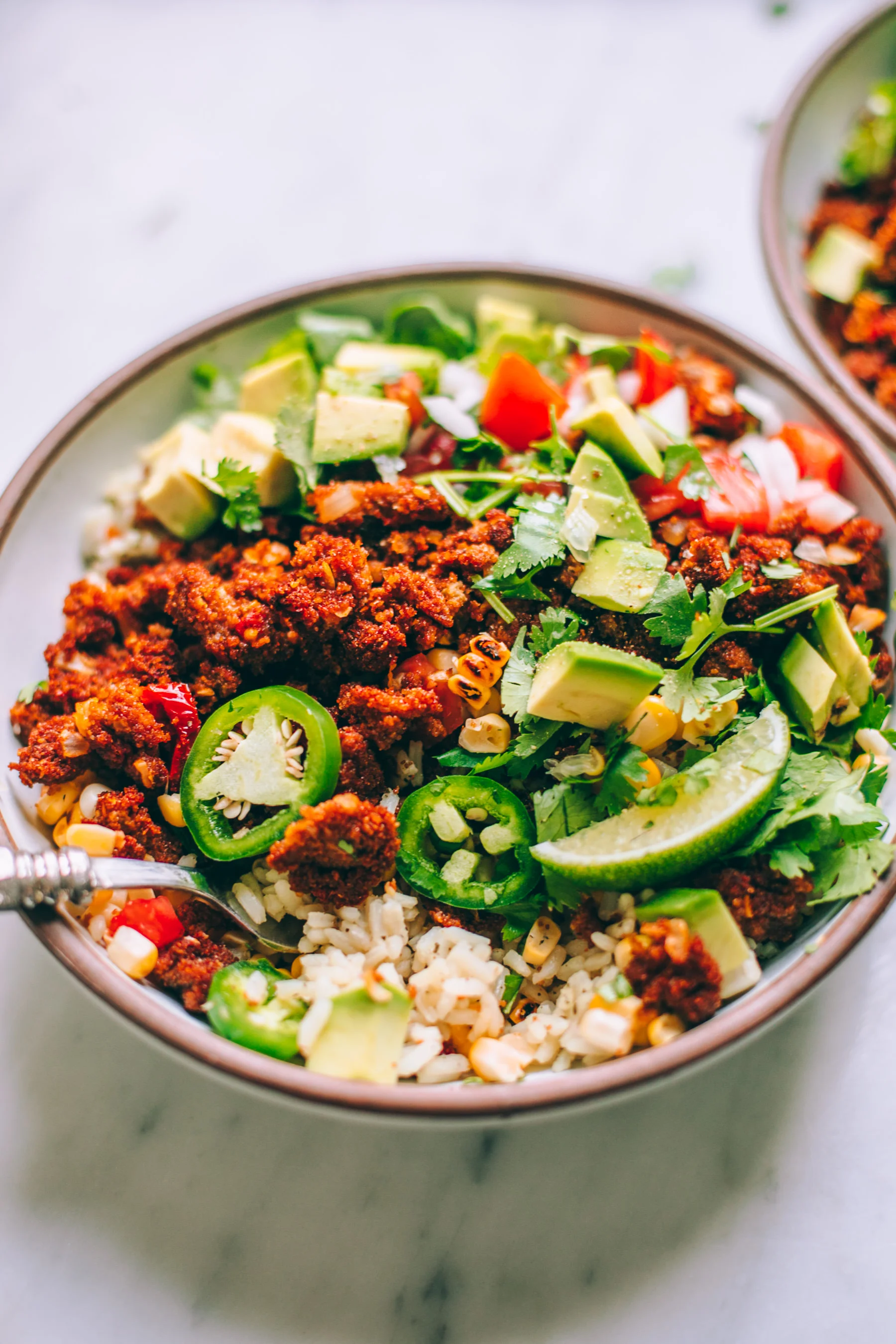 teff taco meat recipe + vegan taco bowls! via will frolic for food