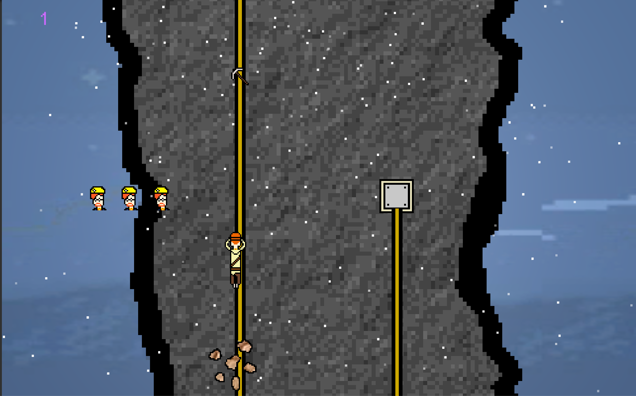 A screenshot of the third level set on a mountain.&nbsp;