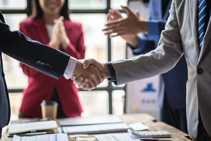 Closeup on business handshake