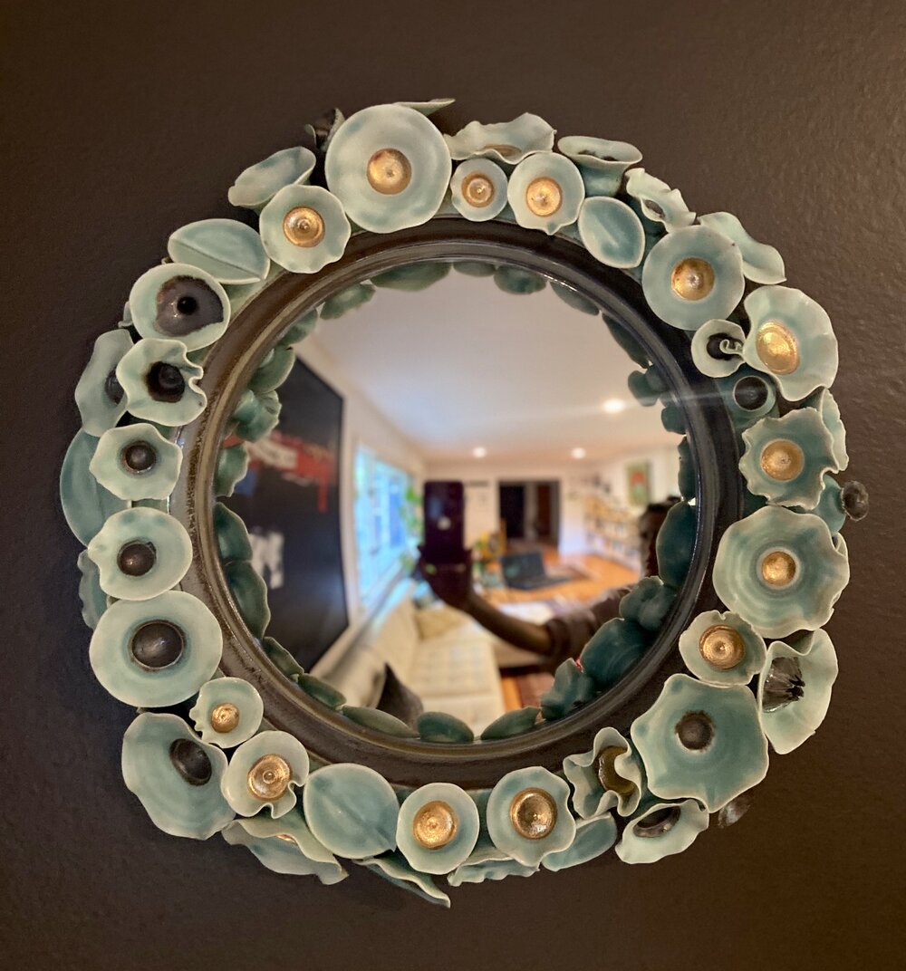 Fish Eye Mirror With Liquen Frame, Fisheye Mirror