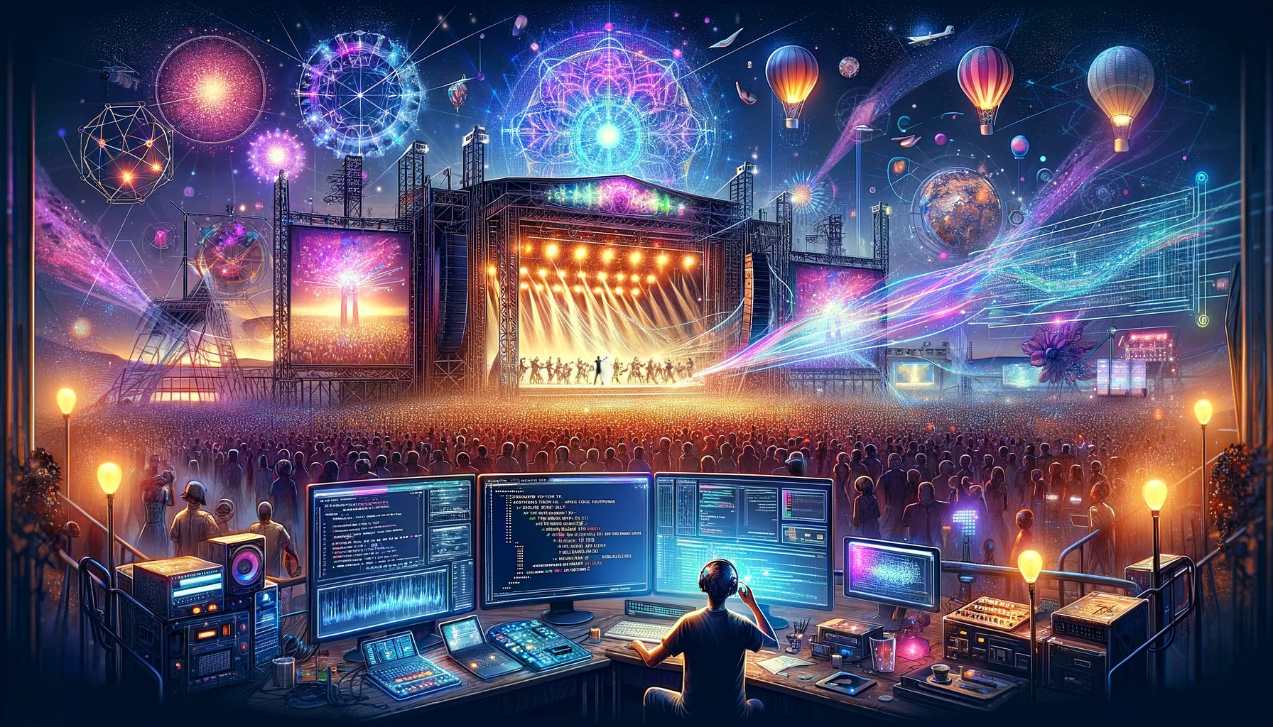 DALL·E 2024-02-18 19.03.48 - Visualize a dynamic and creative scene that encapsulates the multifaceted career and passions of Andrew Jorge Pla. Imagine a bustling night club atmos.png