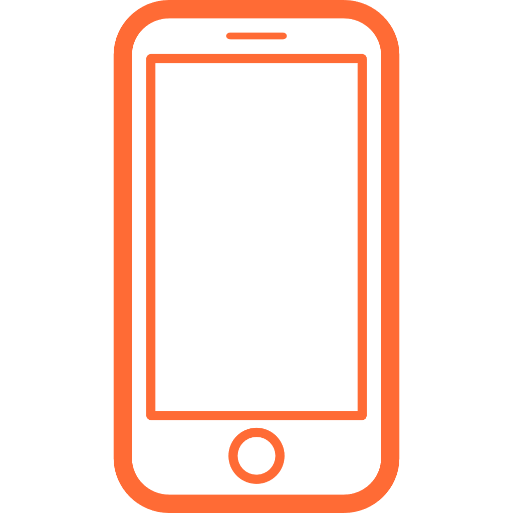 Icône d'un smartphone orange avec écran noir.