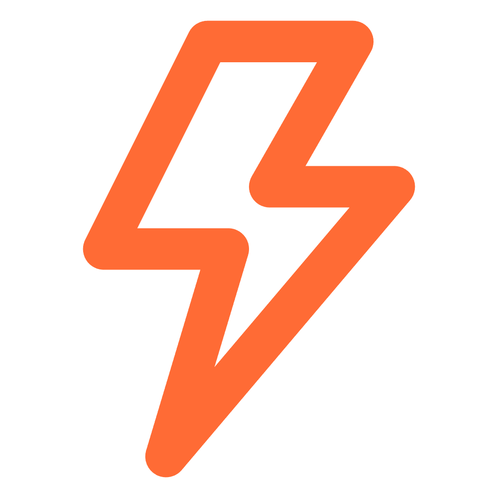 Un éclair orange stylisé sur fond noir.