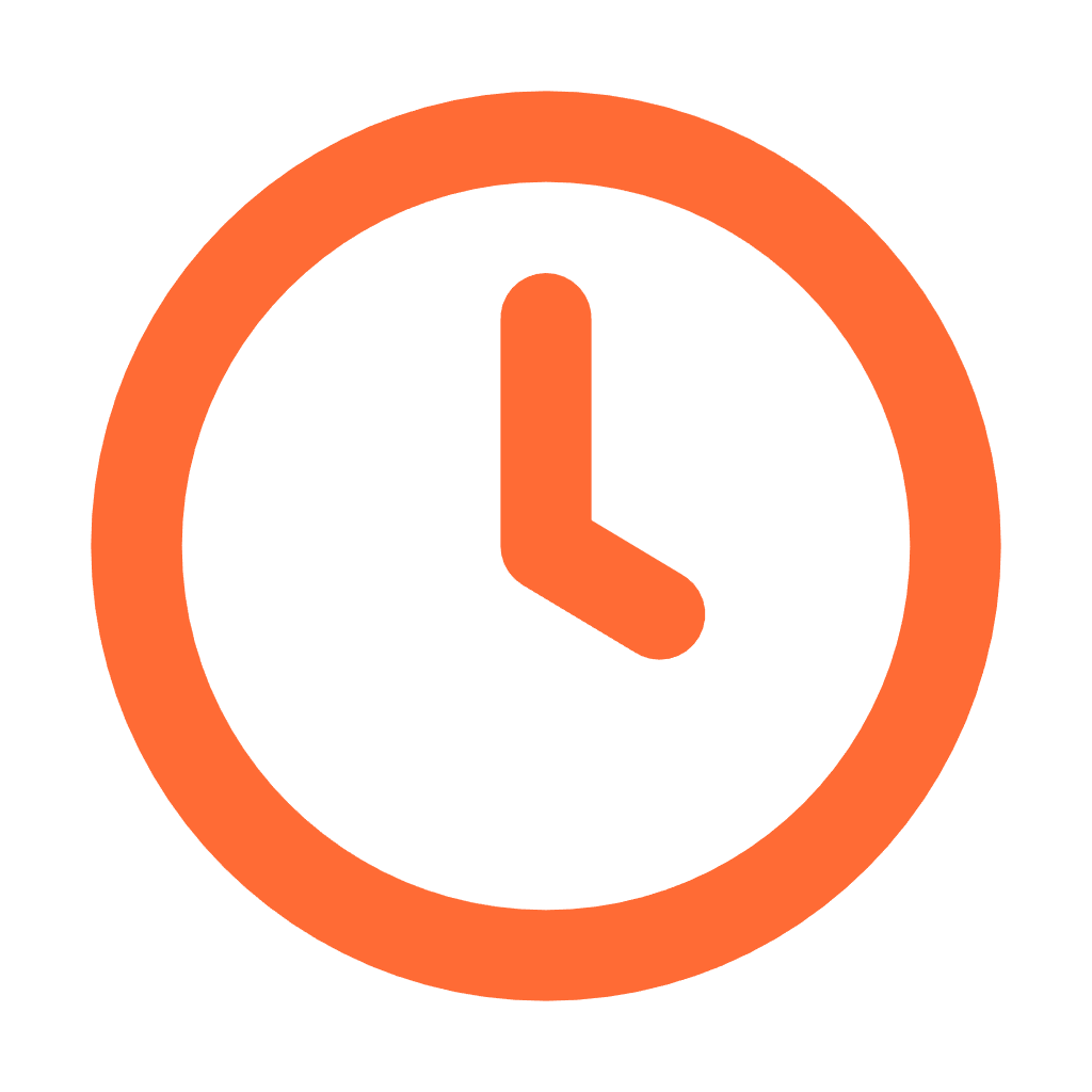 Symbole d'une horloge orange indiquant 3 heures.