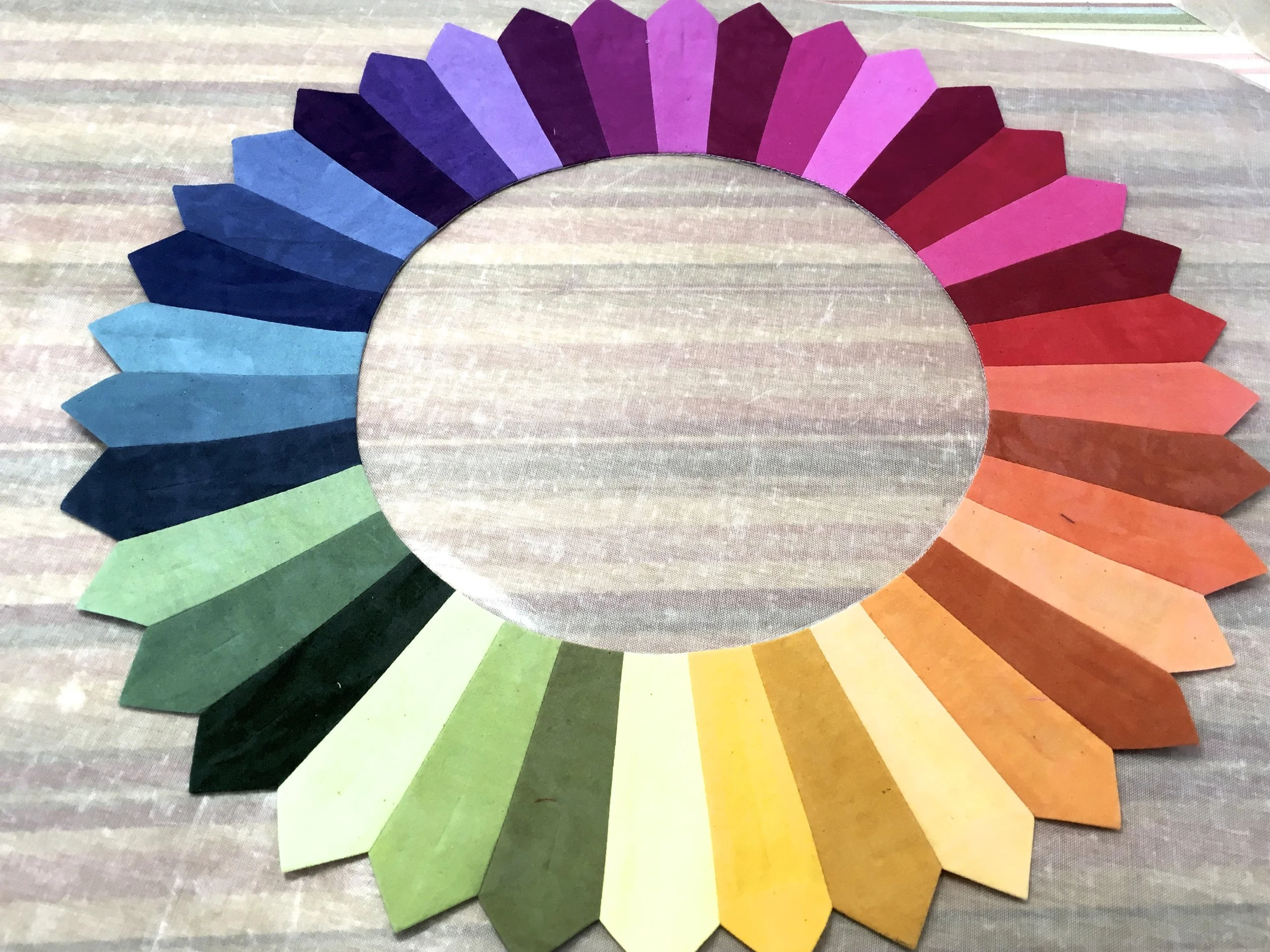 Completed Color Wheel Dresden Plate Block