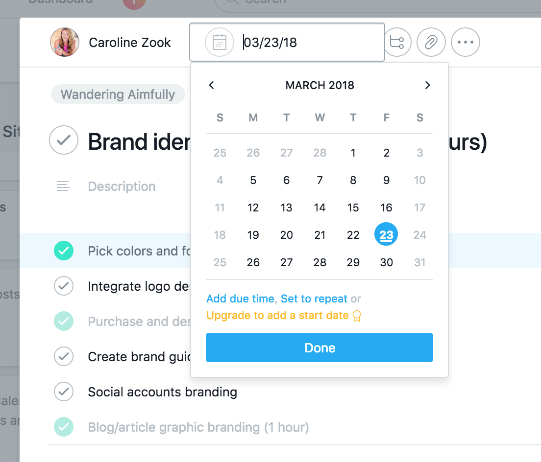 Assigning a due date to tasks or even subtasks in Asana