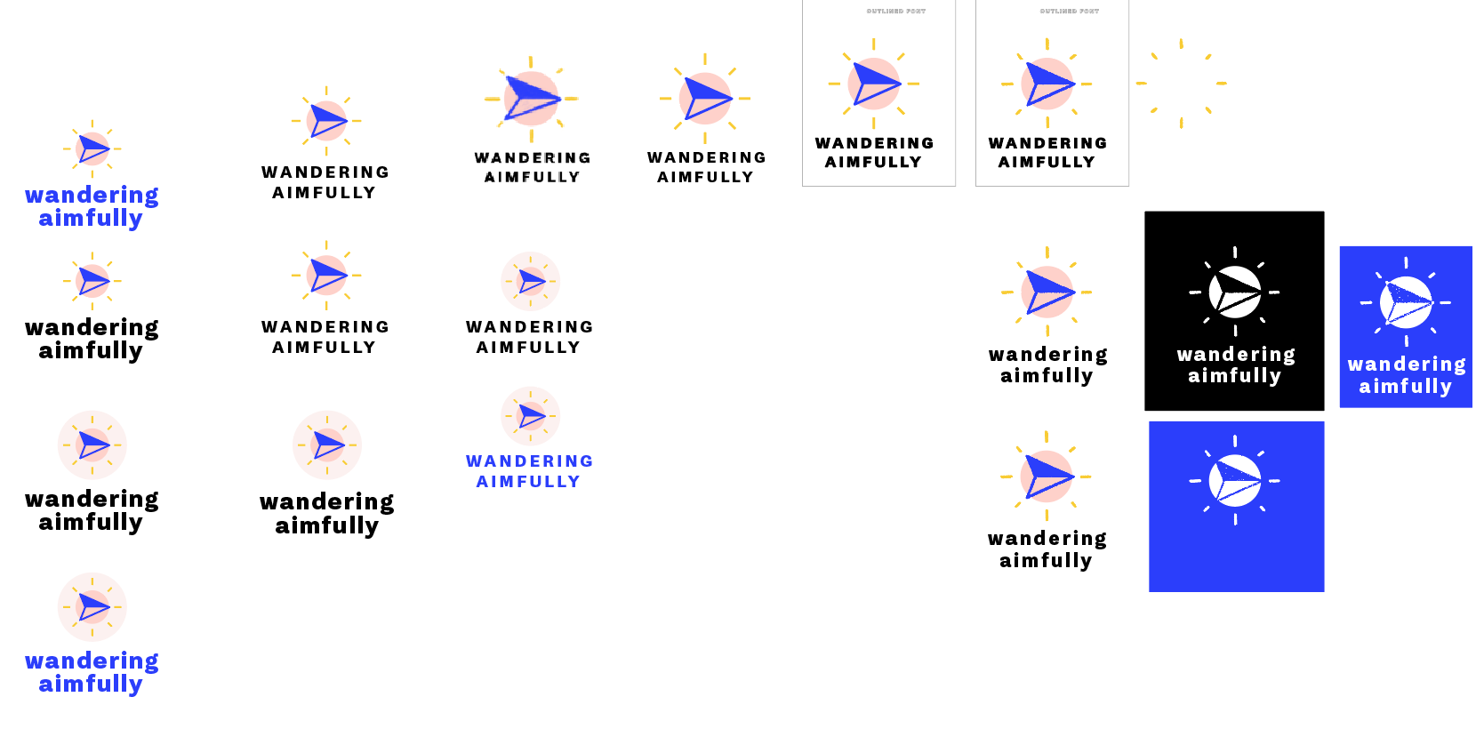 This is all the tiny variations on the logo I experimented with inside Adobe Illustrator