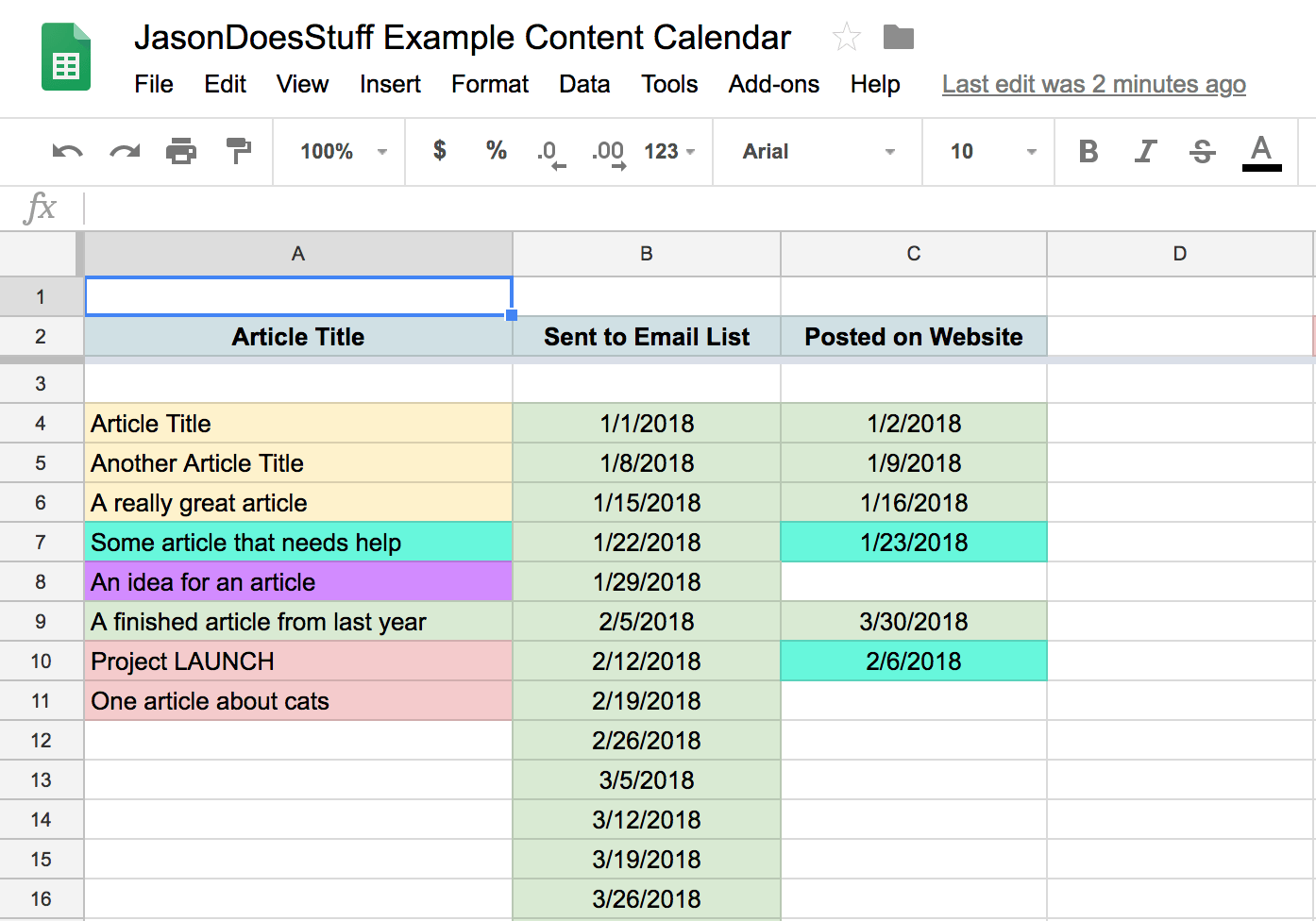 (Feel free to use the sample content calendar I created!)