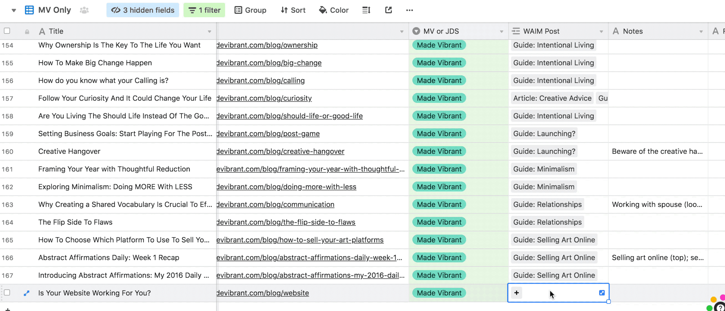 Here I am on the Old Blog Posts tab assigning a New WAIM Post to one of my articles