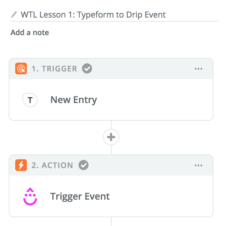 Typeform worksheet to Drip Event in Zapier