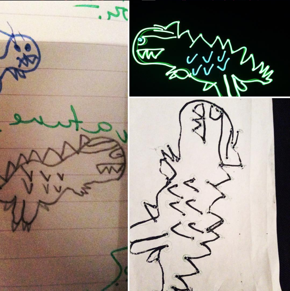 Johnni, aged 8, original dinosaur drawing.