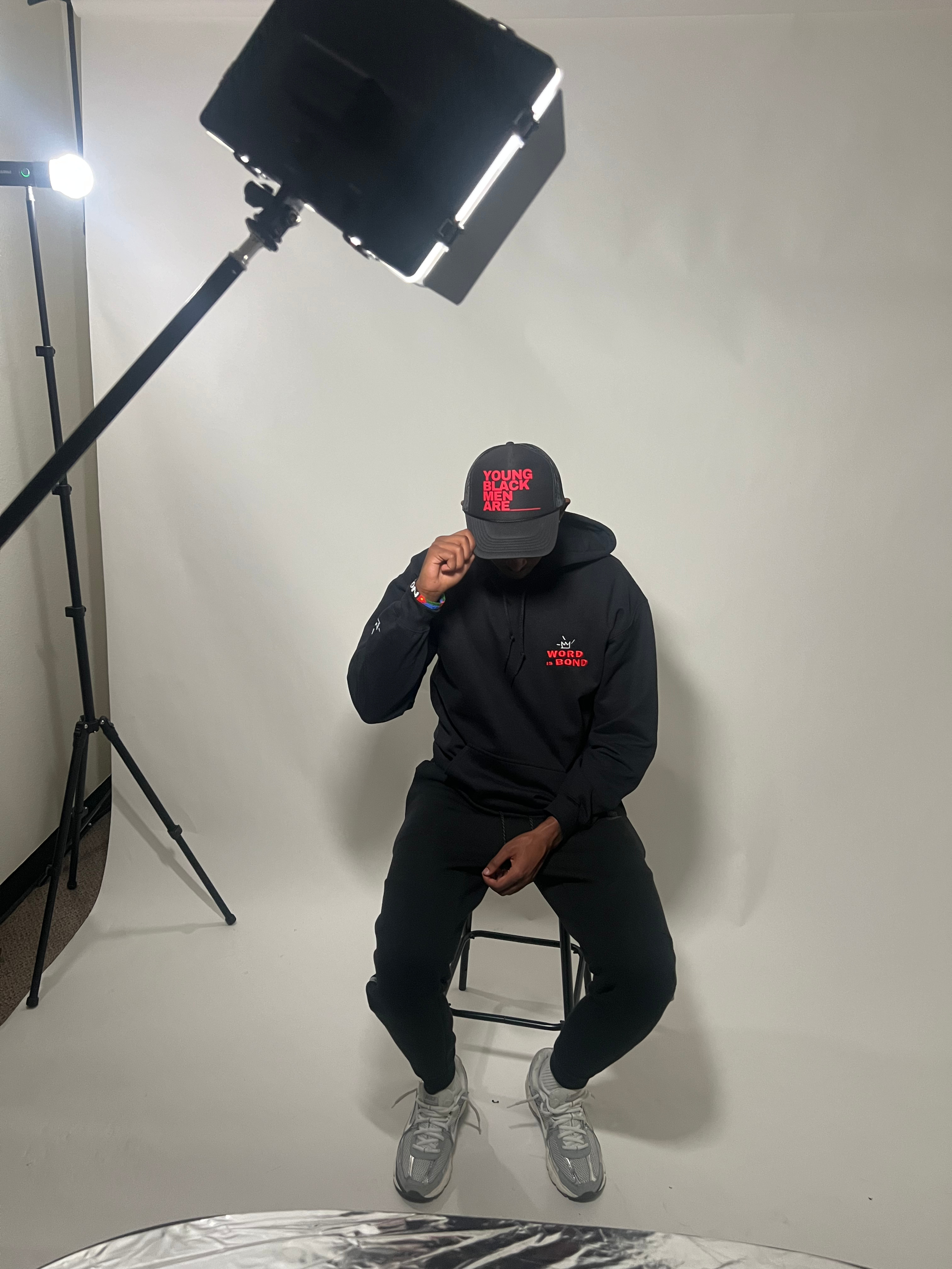 Embroidered Word is Bond Hoodie - Black