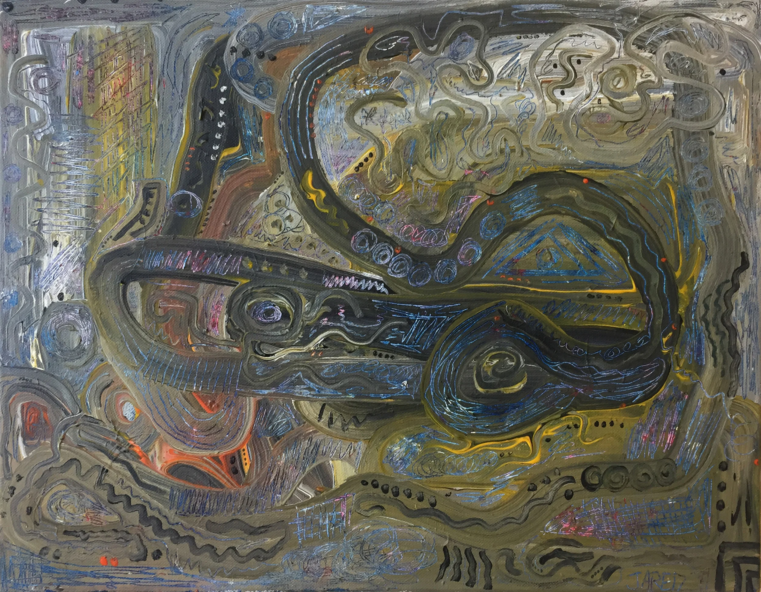 38 + 20= Octopus , August 2012, Acrylic on canvas, 16 x 20 in.