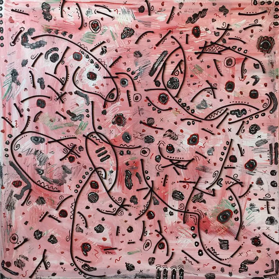 ILL Witch Stoner Communication , May 2018, Mixed media on canvas, 36 x 36 in.