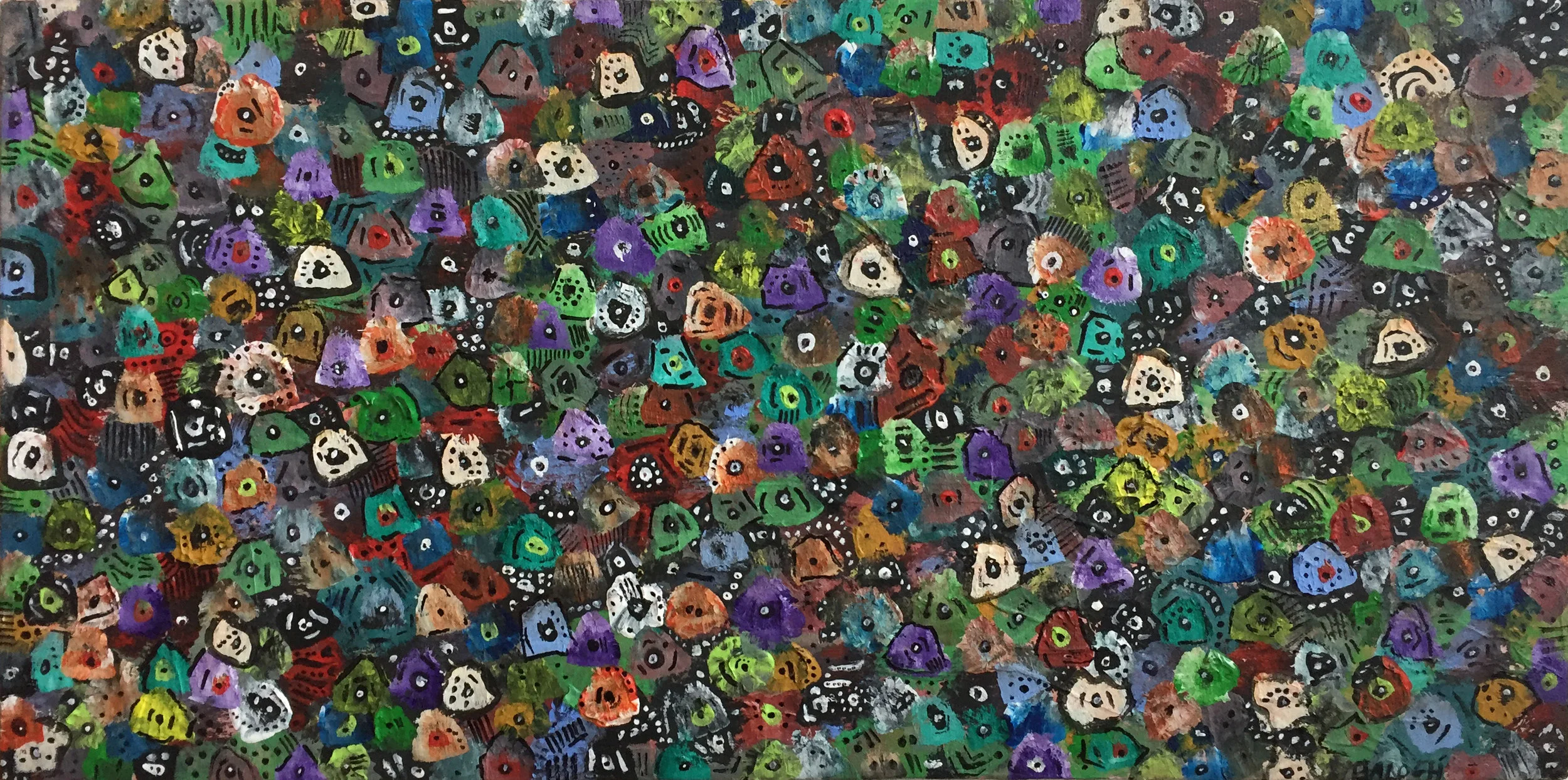 Season Cycle 0.8.0 , May 2017, Acrylic and marker on canvas, 12 x 20 in.