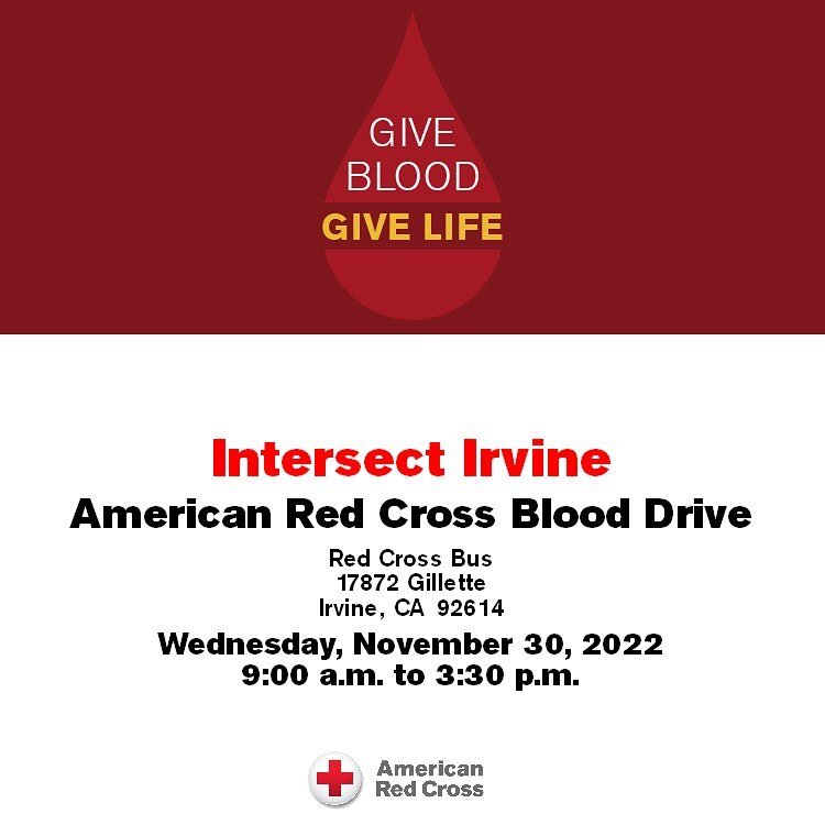 Intersect is proud to partner with @americanredcross for on-site blood drive on 11/30! Register to donate at redcrossblood.org with sponsor code &ldquo;Hines.&rdquo;