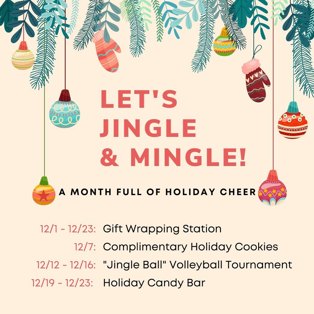 Intersect is pleased to share our holiday event/activity schedule for tenants to enjoy in Dec! 🎁🍪🏐🍭