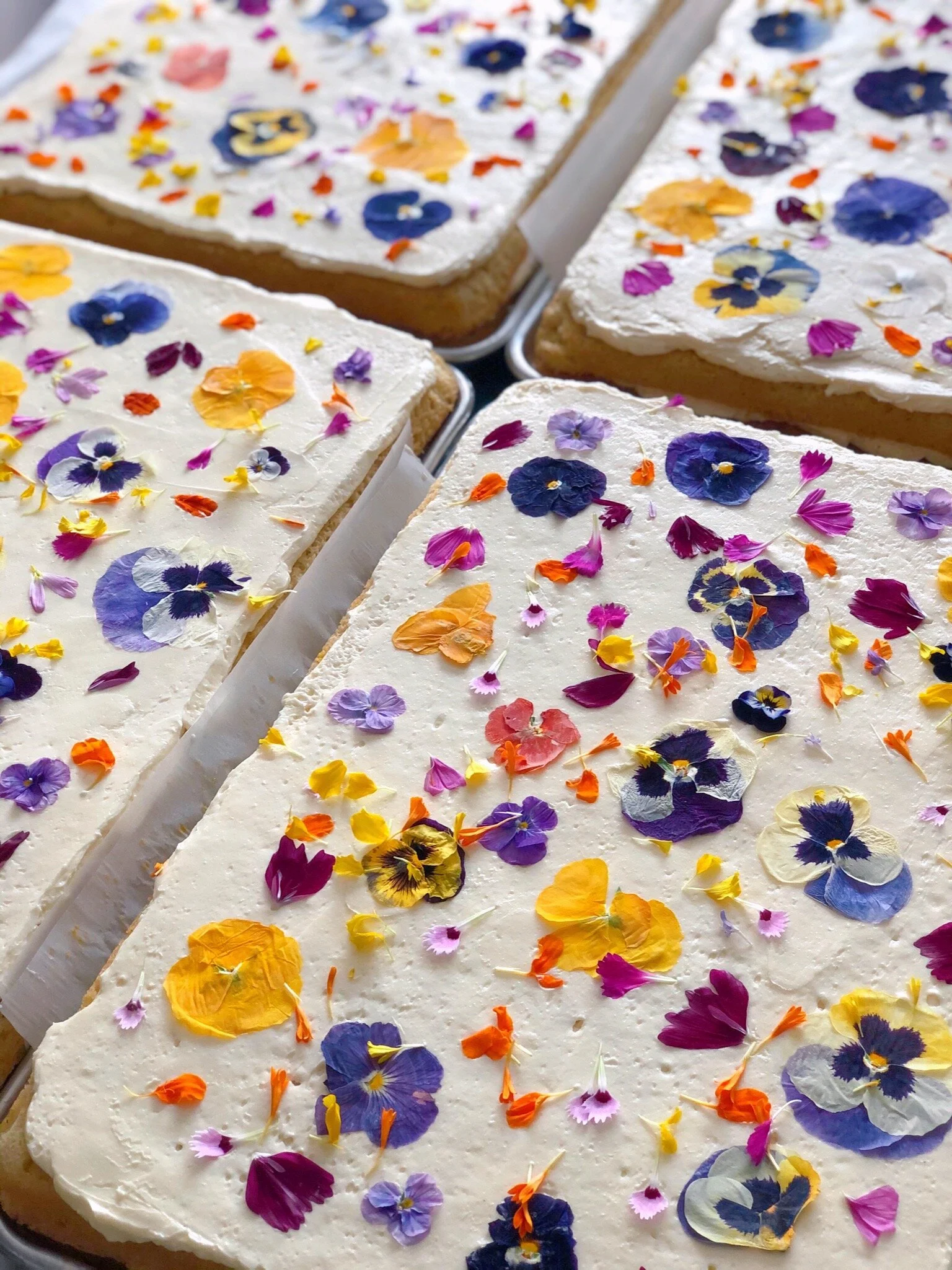 Our sheet cake which is 2 layers of cake with complementary buttercream, in our signature styles.