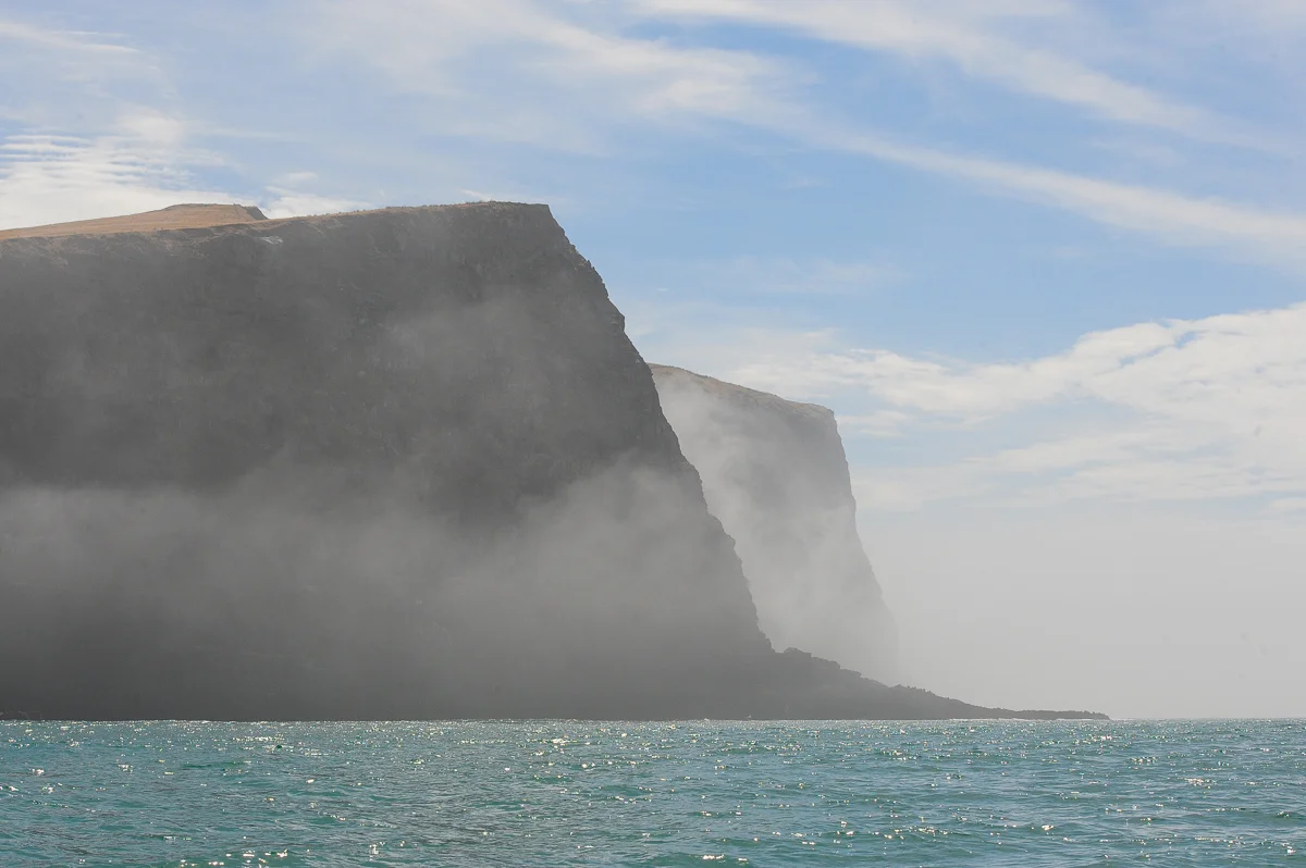 Fog hugging the coast.