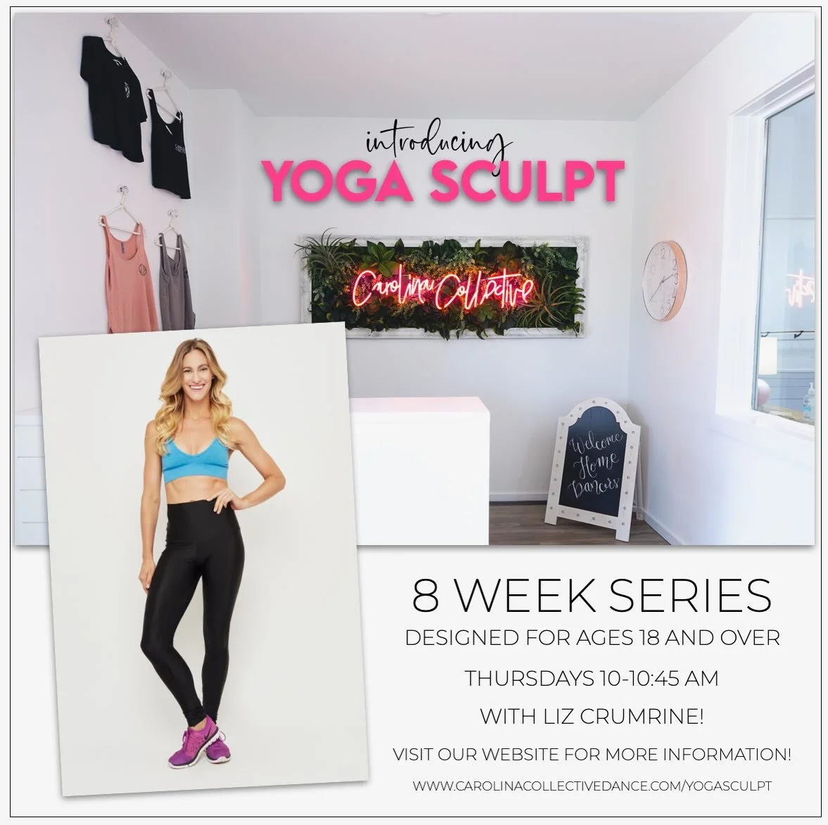 NEW at Carolina Collective

Parents&hellip; this one is for YOU.

We are launching an 8-week Yoga Sculpt Series with Liz beginning March 19.

This energetic, total-body workout blends classic yoga poses with light weight training and cardio movements