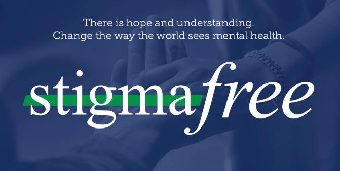Logo và khẩu hiệu Stigma Free, Có hy vọng và sự hiểu biết. Thay đổi cách thế giới nhìn nhận sức khỏe tâm thần.