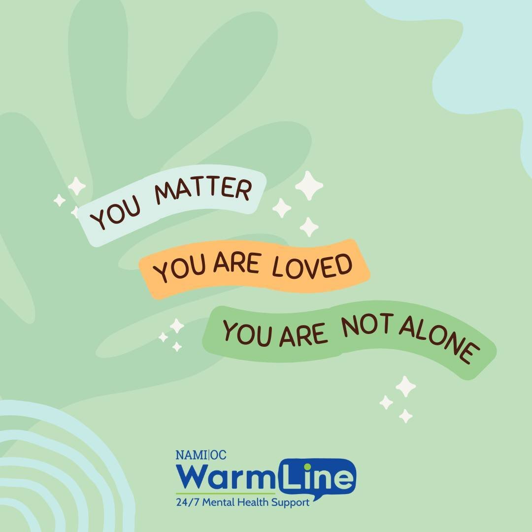 If you are looking for emotional support, have mental health concerns or simply need somebody to talk to, the NAMI OC WarmLine is here for you 24 hours a day, 7 days a week. Through talk, text and chat, we provide emotional support and resources in m