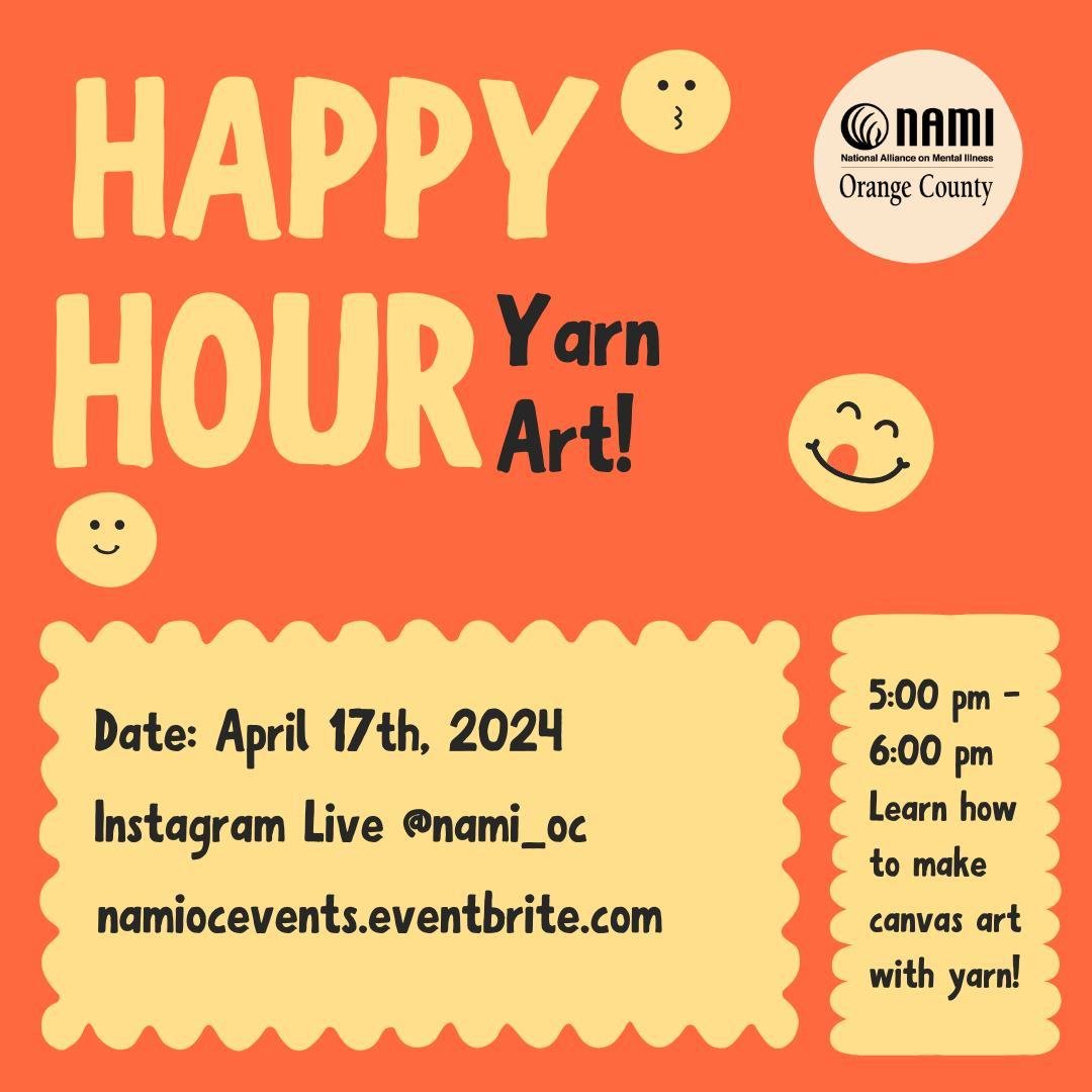 Reminder! Join us for crafty Happy Hour of yarn art on Wednesday, April 17th! Tune in from 5:00 - 6:00 pm on Instagram Live to learn how to craft a design using yarn on canvas that you can use as decor! Try out a new hobby and take some time for self