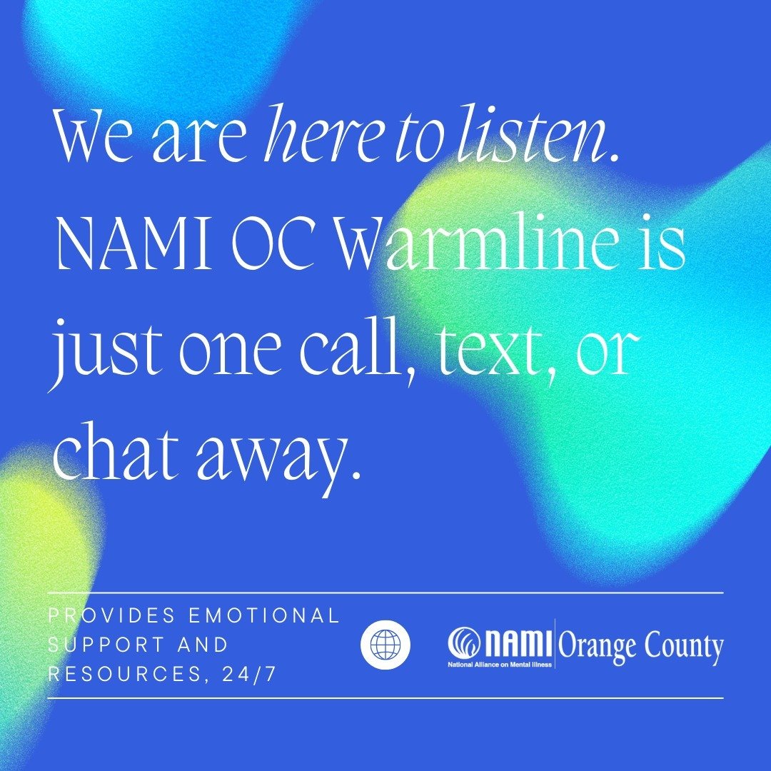 Did you know the NAMI OC WarmLine is available 24/7 through talk, text and chat to provide emotional support and resources? The WarmLine is also available in multiple languages, such as Vietnamese, Spanish, Farsi, and English! Whether it&rsquo;s ment