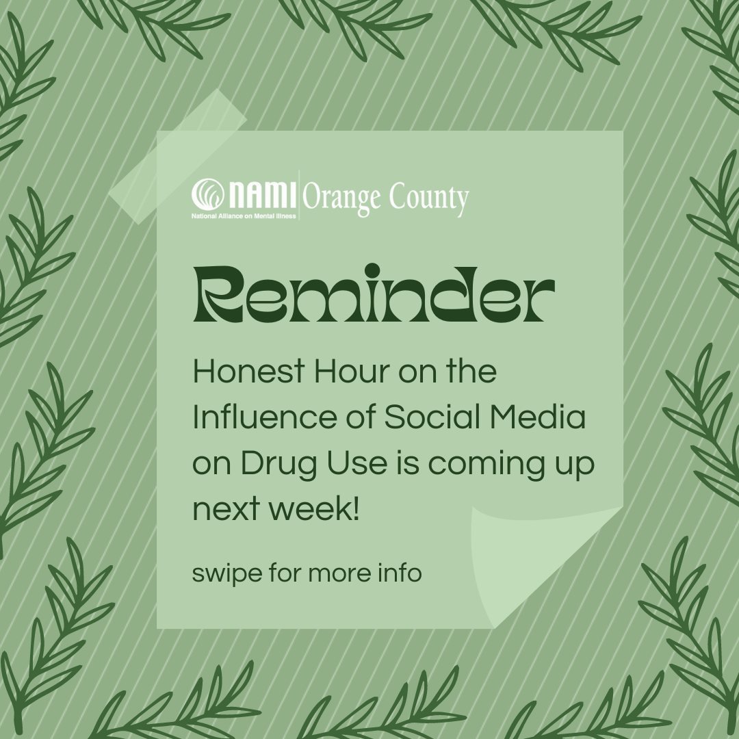 Reminder! Our compelling teens &amp; young adult Honest Hour on the influence of social media on drug use is coming up next Wednesday, April 24th. Join our speaker, Amy Neville, President of the Alexander Neville Foundation, from 5:00 - 6:00 pm to le