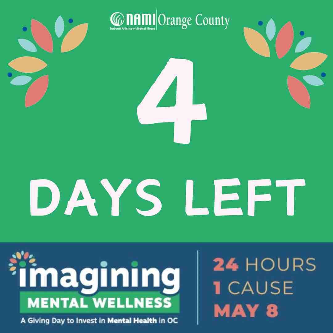 Only 4 days away from our Imagining Mental Wellness Giving Day! Have you shared the opportunity to give with a friend yet? It&rsquo;s not too late! Thank you in advance for all of your support!

To donate, please visit imagining-mental-wellness-givin