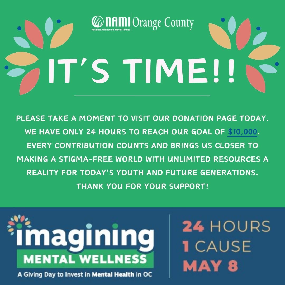 Today is the big day! The time to support Mental Health for All through Imagining Mental Wellness Giving Day has arrived! 

We have 24 hours to meet our $10,000 goal. Please spread the word and help us continue our mission to provide mental health re