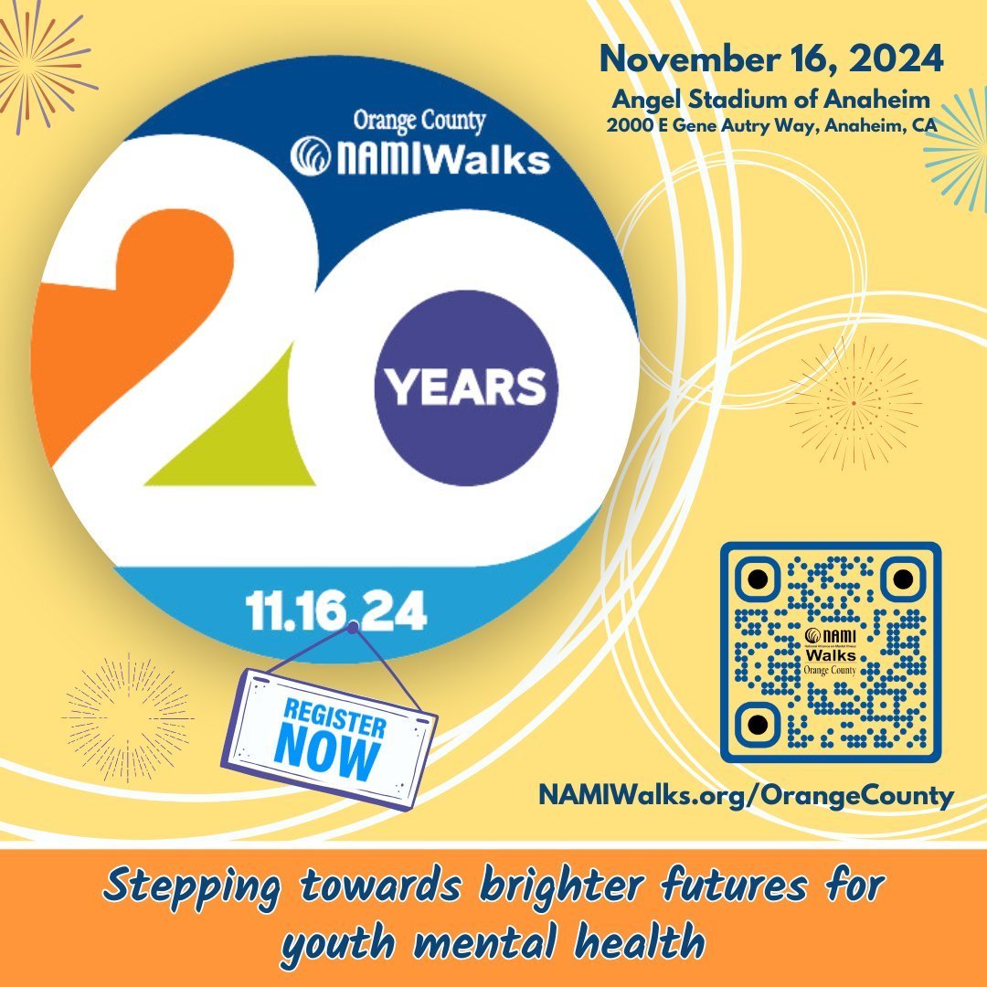 Attention All NAMIWalkers! 📣

It's that time of year again as the 2024 NAMIWalk season has finally arrived! I can't think of a better way to end Mental Health Awareness Month. This year marks our 20th Anniversary and we are so excited to celebrate w