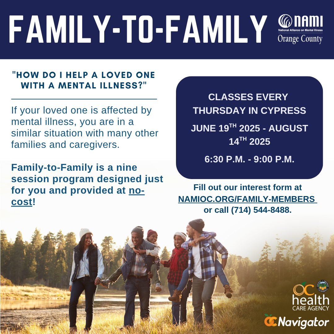 A partir del jueves 19 de junio, únase a nosotros una vez a la semana en nuestra sesión de 9 semanas de Familia a Familia, donde participaremos en conversaciones significativas sobre el apoyo a los seres queridos con enfermedades mentales. Conéctese con otras personas que están pasando por lo mismo y adquiera un sentido de c