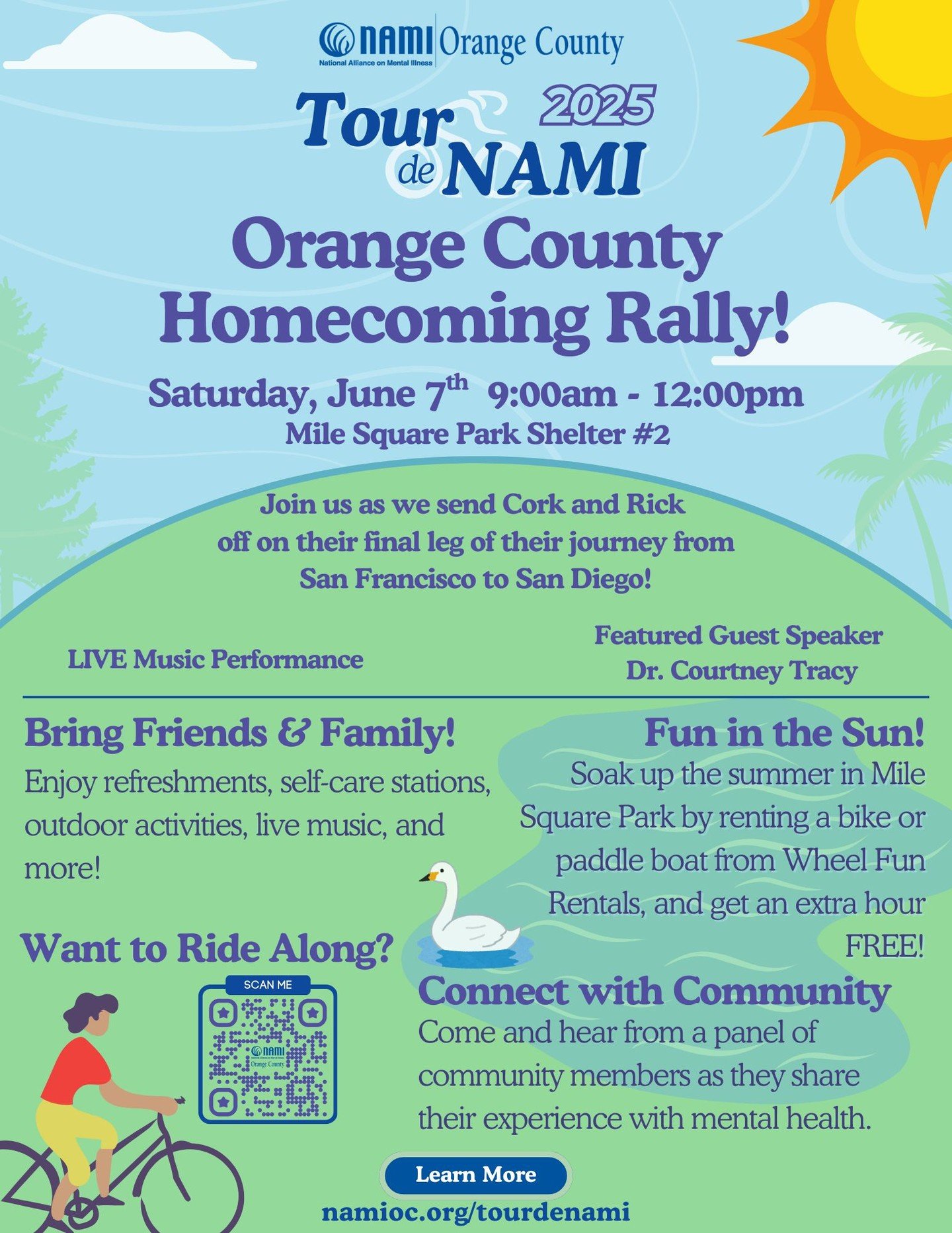 Acompáñanos MAÑANA, 7 de junio, en el parque Mile Square de Fountain Valley para dar la bienvenida a casa a Cork y Rick tras su viaje desde San Francisco. Estos dos profesores de secundaria locales están pedaleando por la salud mental de los jóvenes y necesitan todo el apoyo que puedan conseguir a