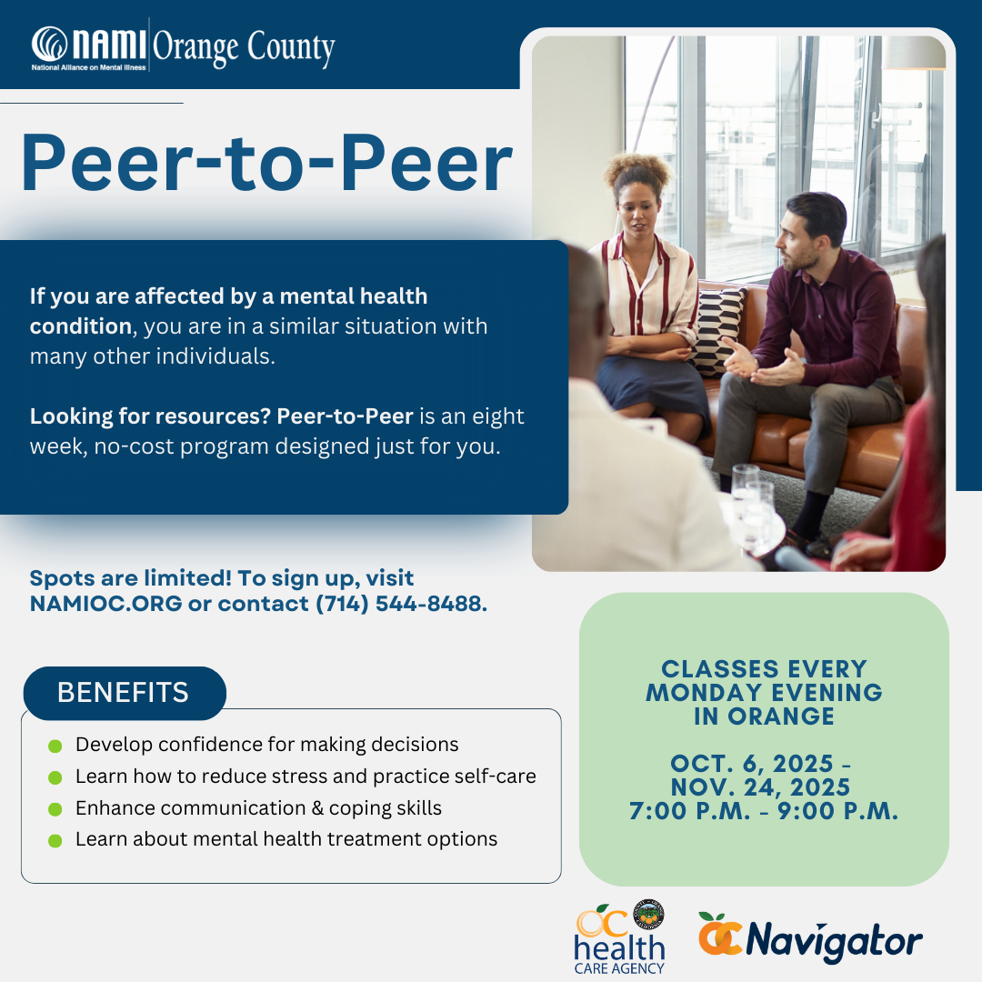 Peer-To-Peer Class Series: Monday October 6th to November 24th in Orange