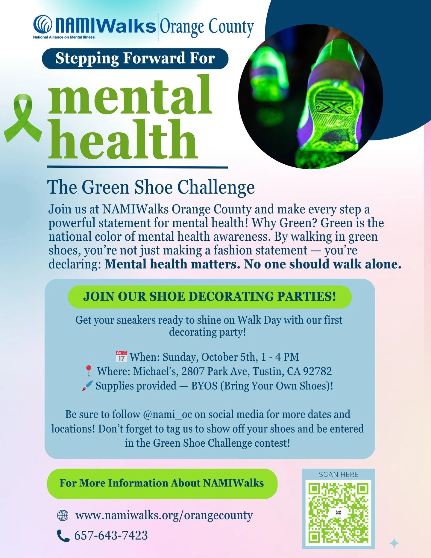 ¿Ya has empezado tu Green Shoe Challenge? 🎨👟 ¡Únete a nuestra Fiesta de Diseño del Reto del Zapato Verde! ¡Encuéntranos en Michael's en Tustin (¡dirección abajo!) el domingo 5 de octubre para empezar con nosotros!
📍 Michaels, 2807 Park Ave, Tustin, CA 92782
📅 Sun, Oct 5th | 