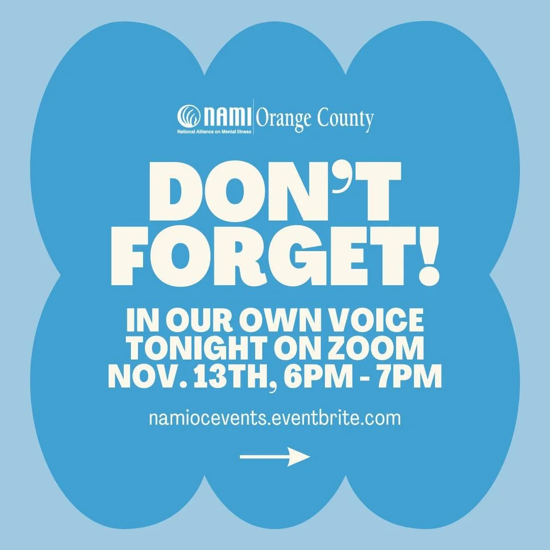 Last chance! Our In Our Own Voice presentation is TONIGHT November 13th via Zoom! Hear from Gina and Susan as they share their stories and spark open conversation about mental health. 💚 Let&rsquo;s keep breaking the stigma together!

Sign up for thi