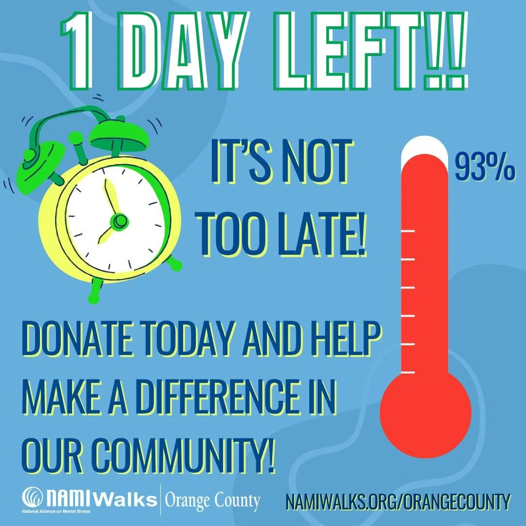 The finish line is in sight! 👟 We&rsquo;re 93% of the way to our goal for #NAMIWalks Orange County 2025, happening TOMORROW November 15th at Angel Stadium! Please consider a donation today and encourage your friends and family, anything helps! Every